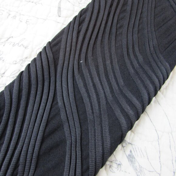 EUC $595 Jovani Black Textured Long Slv fitted sheath Midi Dress beaded cuff 4 - Picture 5 of 14